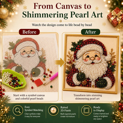 Frameless 3D Beaded Christmas Pearl Diamond Painting