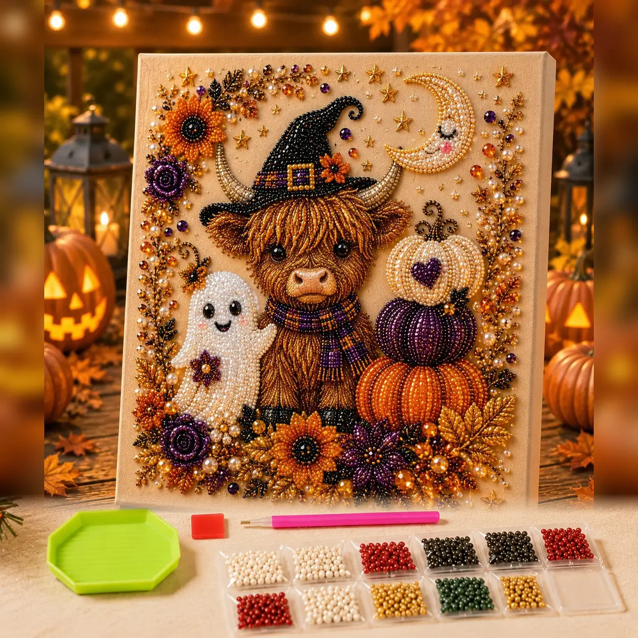 Frameless 3D Beaded Halloween Pearl Diamond Painting