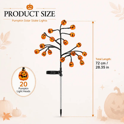 Pumpkin Solar Stake Lights - Halloween Outdoor Yard Decor