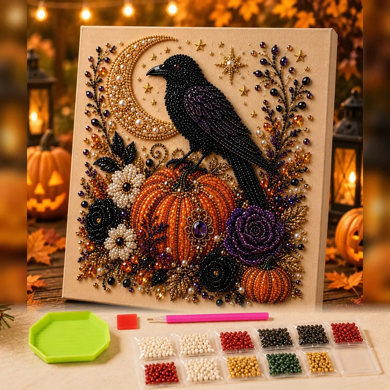Frameless 3D Beaded Halloween Pearl Diamond Painting