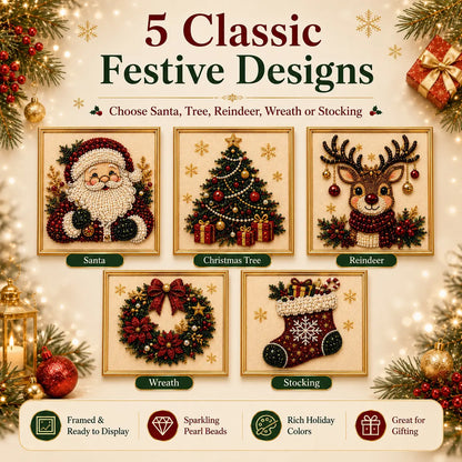 Frameless 3D Beaded Christmas Pearl Diamond Painting