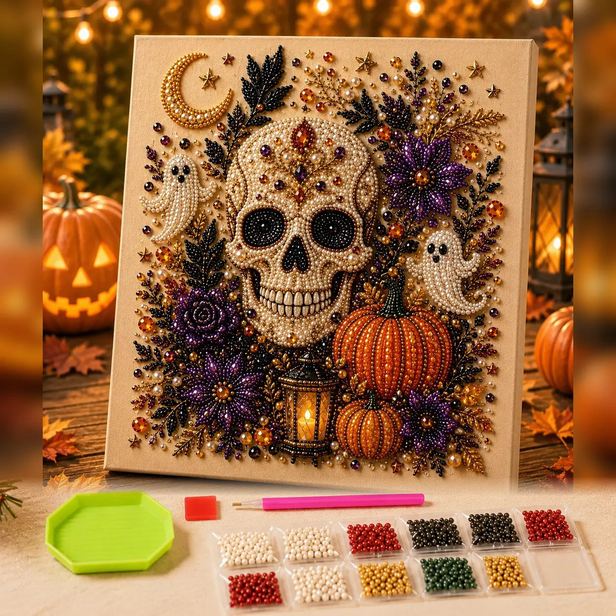 Frameless 3D Beaded Halloween Pearl Diamond Painting