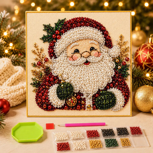 Frameless 3D Beaded Christmas Pearl Diamond Painting