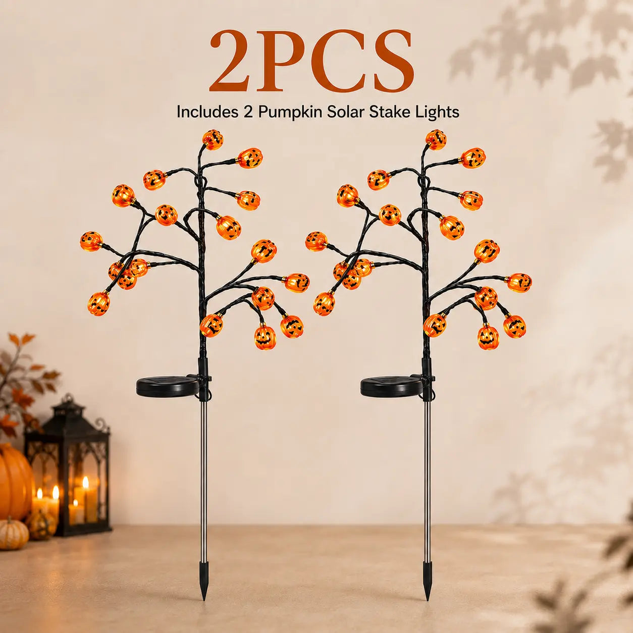 Pumpkin Solar Stake Lights - Halloween Outdoor Yard Decor