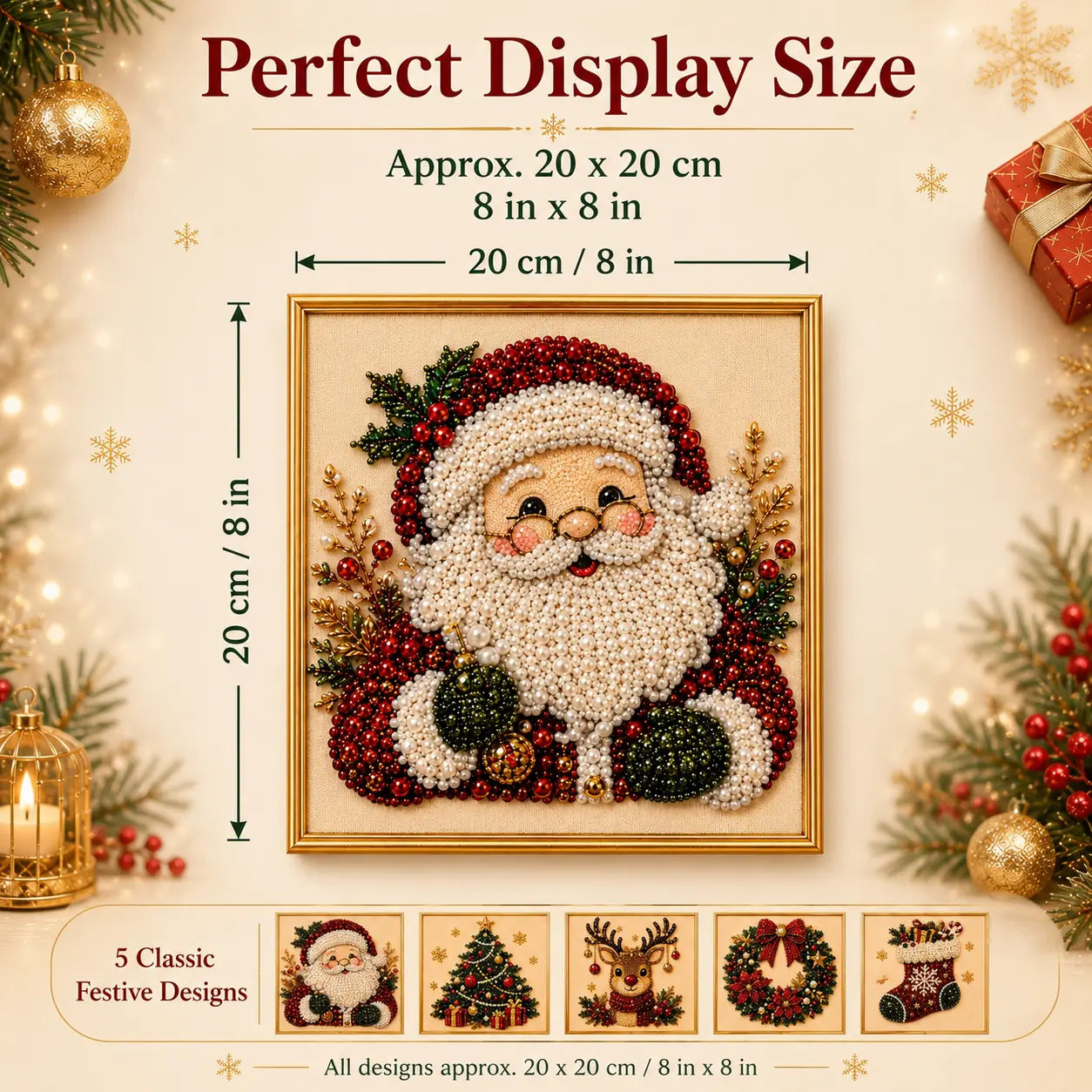 Frameless 3D Beaded Christmas Pearl Diamond Painting